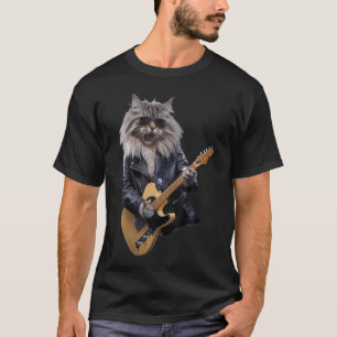 Cat Playing Guitar Rock Star Rock And Roll For Men T-Shirt