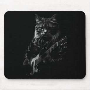 Cat Playing Guitar Rock Star Rock And Roll Men Wom Mouse Pad