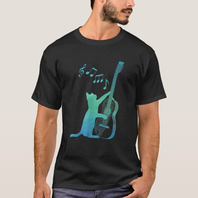 Cat Playing Guitar T-Shirt (Front)