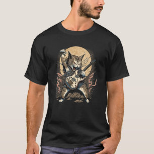 Cat Playing Heavy Guitar Musician Cat Lover T-Shirt