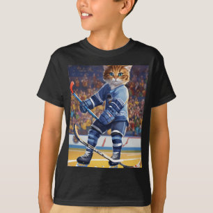 Cat Playing Hockey Kids' Basic T-Shirt
