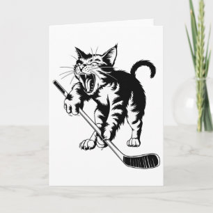 Cat Playing Ice Hockey _1  Card