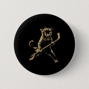 Cat Playing Ice Hockey 2 Inch Round Button