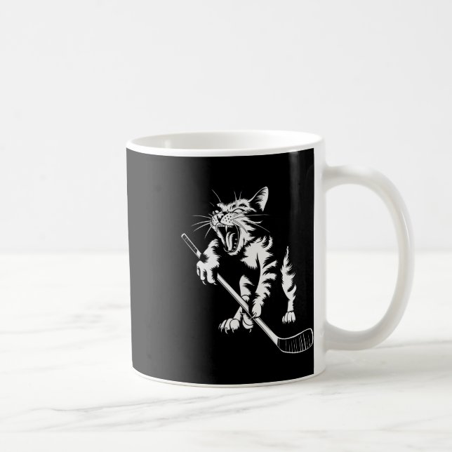 Cat Playing Ice Hockey  Coffee Mug (Right)