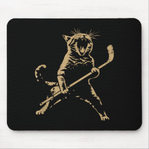 Cat Playing Ice Hockey  Mouse Pad