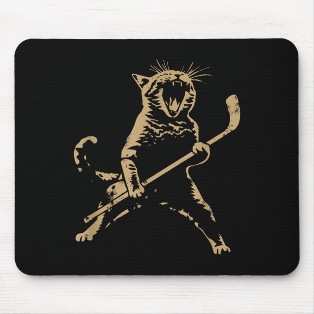 Cat Playing Ice Hockey  Mouse Pad (Front)