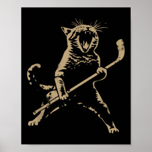 Cat Playing Ice Hockey  Poster