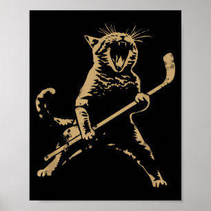 Cat Playing Ice Hockey Poster