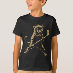 Cat Playing Ice Hockey  T-Shirt