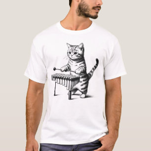 Cat Playing Marimba Funny Kitten Vintage T-Shirt