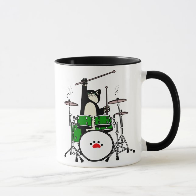 Cat Playing Musical Gift, Cat Playing Drum Mug (Right)