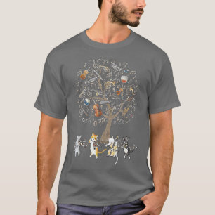 Cat Playing Musical Instrument Violin tree Pets lo T-Shirt