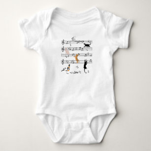 Cat Playing Note Music, Naughty Cat Gift, Cute Cat Baby Bodysuit