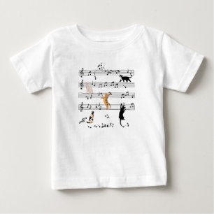 Cat Playing Note Music, Naughty Cat Gift, Cute Cat Baby T-Shirt