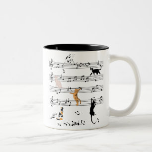 Cat Playing Note Music, Naughty Cat Gift, Cute Cat Two-Tone Coffee Mug