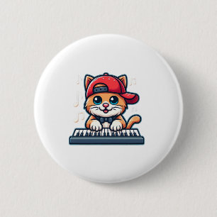 Cat Playing Piano Design for Music and Cat Lovers  2 Inch Round Button