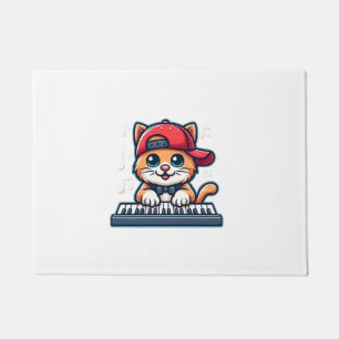 Cat Playing Piano Design for Music and Cat Lovers  Doormat