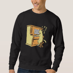 Cat Playing Piano  Fun Music Pianist Cat  1 Sweatshirt