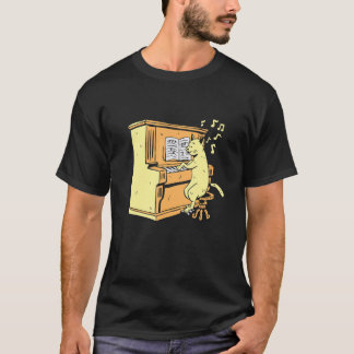 Cat Playing Piano Fun Music Pianist Cat 1 T-Shirt