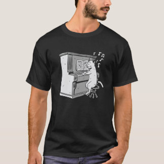 Cat Playing Piano Fun Music Pianist Cat T-Shirt