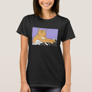 Cat Playing Piano Funny Cat Lover Piano Gift For M T-Shirt
