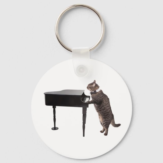 Cat Playing Piano Keychain (Front)