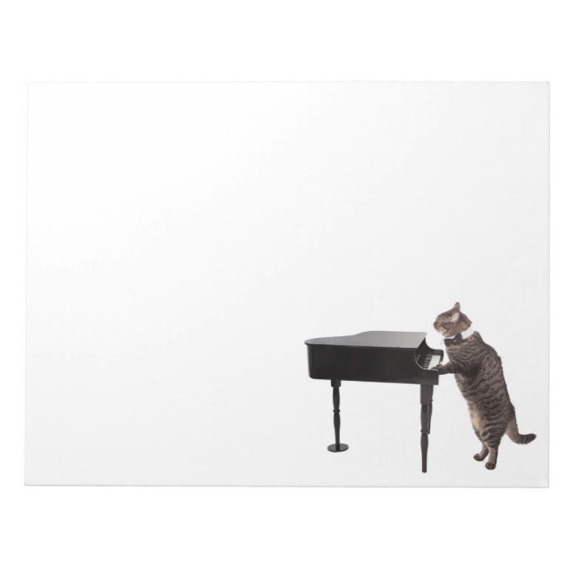 Cat Playing Piano Notepad (Front)