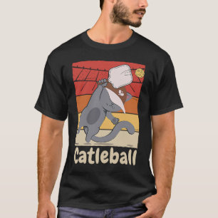 Cat Playing Pickle ball Game Vintage Cat Picklebal T-Shirt