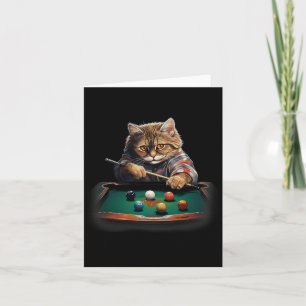 Cat Playing Pool Billiards Cool Funny Cats  Card