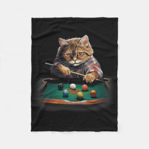 Cat Playing Pool Billiards Cool Funny Cats  Fleece Blanket