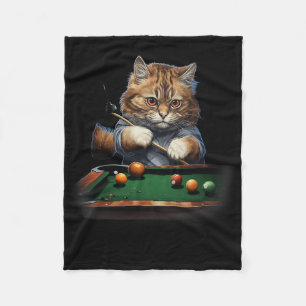 Cat Playing Pool Billiards Cool Funny Cats Fleece Blanket