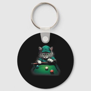 Cat Playing Pool Billiards Cool Funny Cats  Keychain