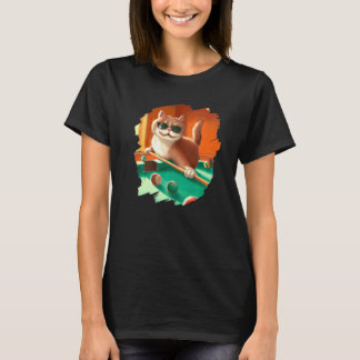 Cat Playing Pool Billiards in Lounge Cool Cats T-Shirt