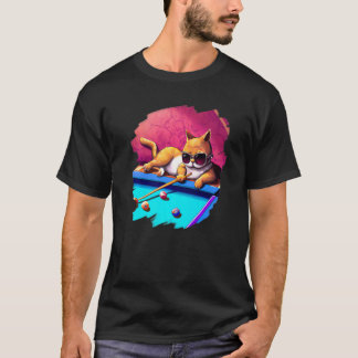 Cat Playing Pool Billiards in Lounge Cool  Cats T-Shirt
