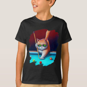 Cat Playing Pool Billiards In Lounge Cool Funny Ca T-Shirt