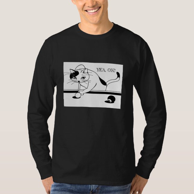 CAT PLAYING POOL MEN'S T-Shirt (Front)