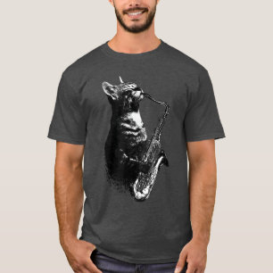 Cat Playing Saophone Funny Cat Jazz Sa Music Saoph T-Shirt
