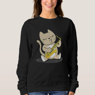 Cat Playing Saxophone Saxophonist Musician Sweatshirt