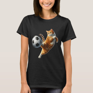 Cat Playing Soccer Costume Cat Owner Sports Lover T-Shirt