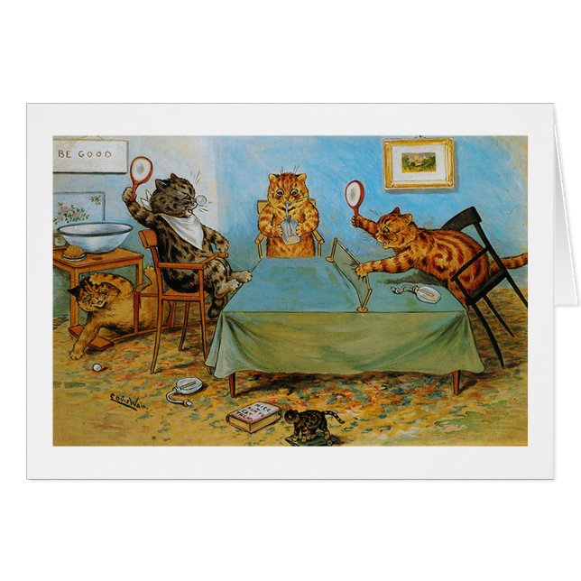 Cat Playing Table tennis, Louis Wain (Front Horizontal)