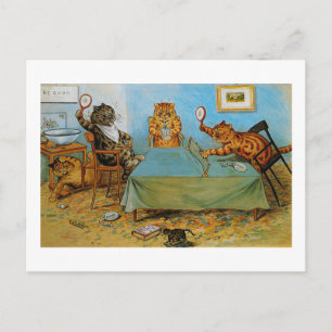 Cat Playing Table tennis, Louis Wain Postcard