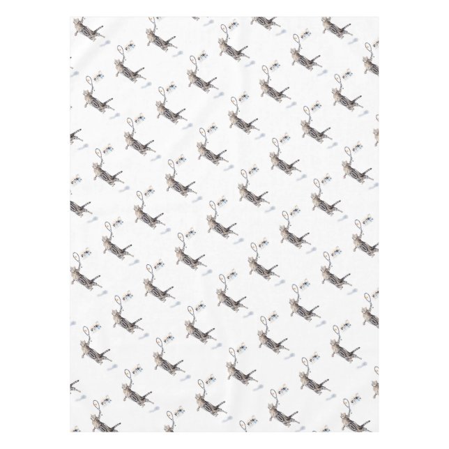 Cat Playing Tennis Tablecloth (Front)