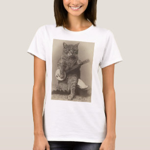 Cat Playing the Banjo funny t-shirts 