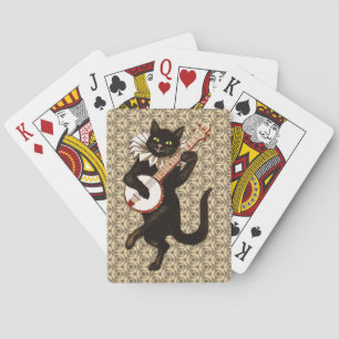 Cat Playing the Banjo Playing Cards