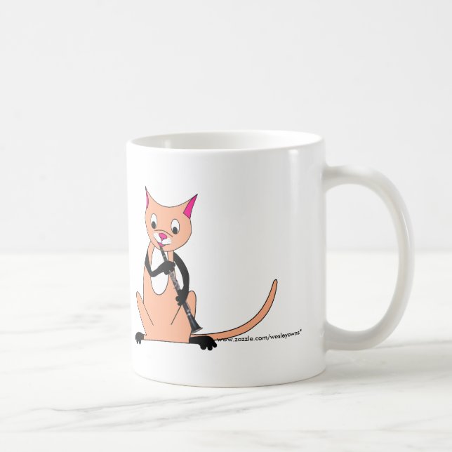 Cat Playing the Clarinet Coffee Mug (Right)