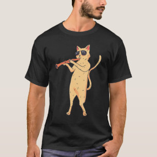 Cat Playing The Clarinet For T-Shirt