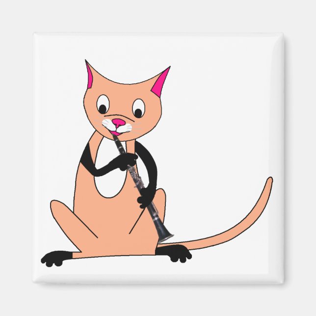 Cat Playing the Clarinet Magnet (Front)