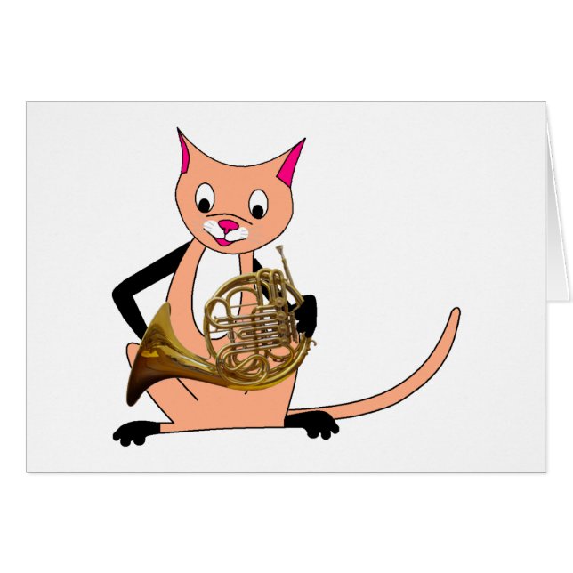 Cat Playing the French Horn (Front Horizontal)