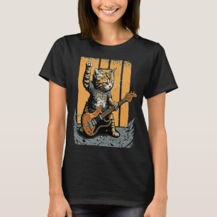 Cat Playing the Guitar Rock Kitty Cat Bass Player T-Shirt