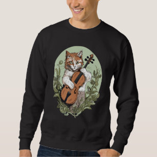 Cat Playing The Violin in Cottagecore Aesthetic Sweatshirt
